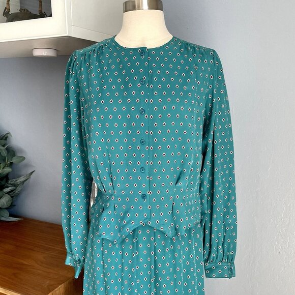 Vintage 80's Jeannene Booher for Maggy London Silk Skirt Blouse Suit Set - Picture 6 of 10